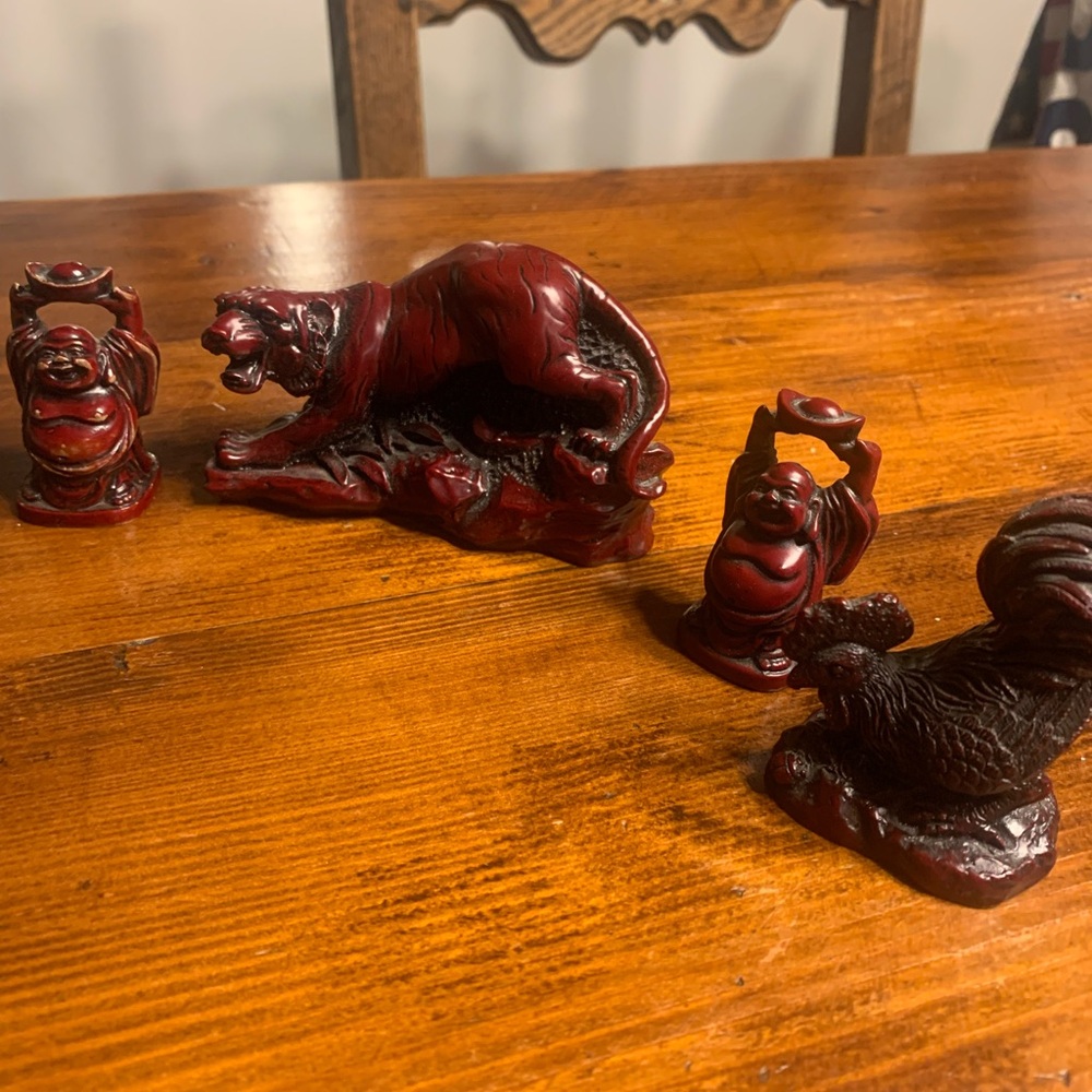 Chinese bundle trinket 4 Tiger Buddha and rooster
